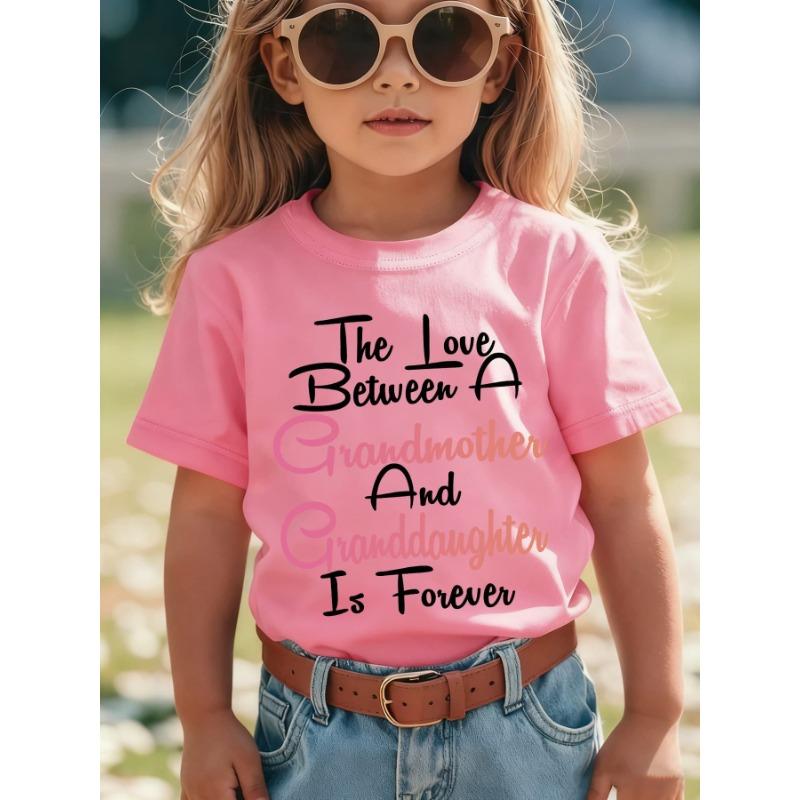 

European Size Summer Fashion Girl Short Sleeved T Shirt with Letter Print for Casual Wear 164cm рожевий