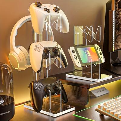 Clear Acrylic Game Controller & Headphone Stand 2/3-Tier Universal Gaming Organizer  Desktop Organizer Display Universal Holder