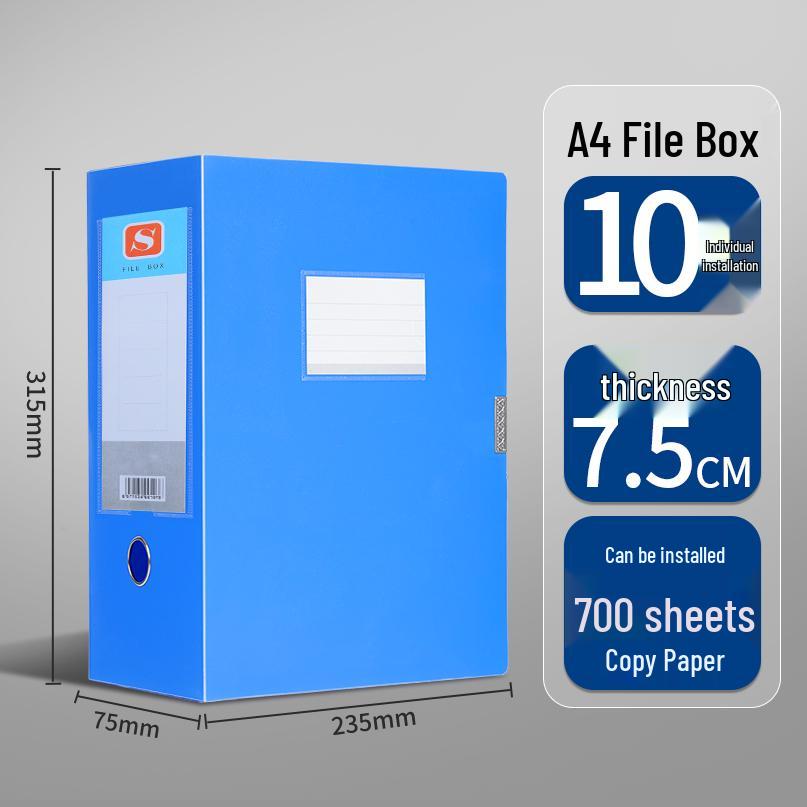 Large A4 Plastic Document Archive Box: 10x15cm, 75mm Thick, High Capacity Storage