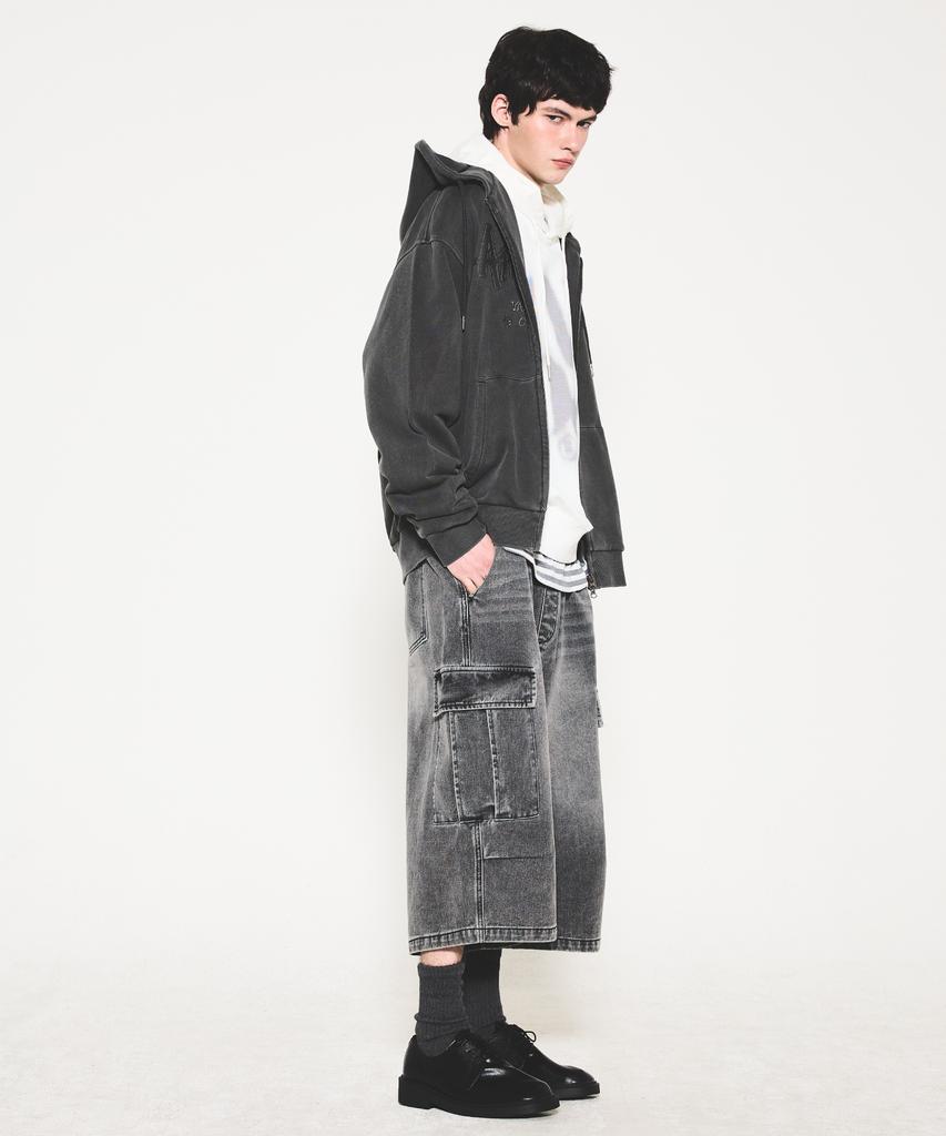 Annoyed Pigment Lettering Hooded Sweat Zip-Up Lq1Tu076_Charcoal_2