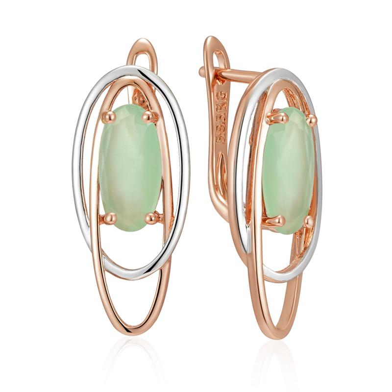 Rose Gold Color Mix Dangle Earrings For Women Personality Green Natural Zircon Party Vintage Jewelry