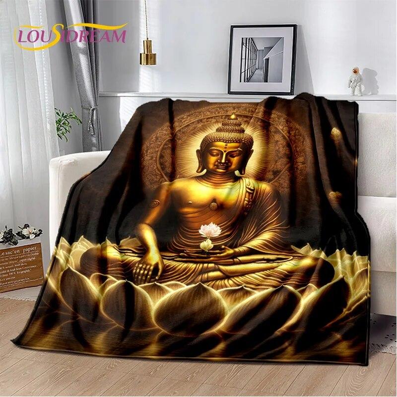 HD Buddha Buddhismus Víra Meditující Náboženství Sakyamuni Bodhisattva Modlitební deka Měkká deka pro domácí postele Pohovka Kid