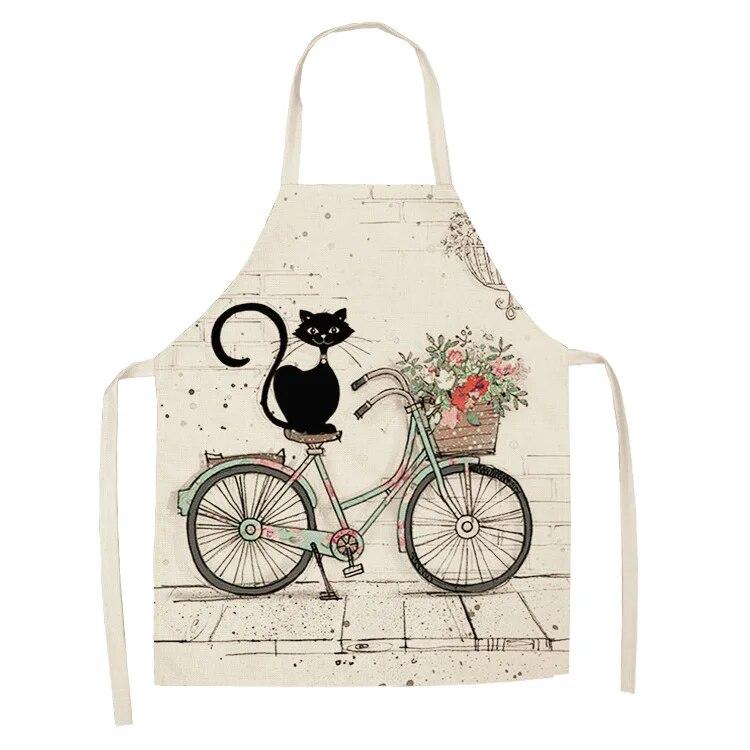 1 Pack Cute Cat Pattern Kitchen Cooking Baking BBQ Aprons for Men and Women Linen Bibs Home Cleaning Accessories