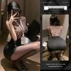 Man Yan Pure Desire Leopard Print Women's Slimming Bodycon Skirt & Sexy Nightclub Lingerie Set