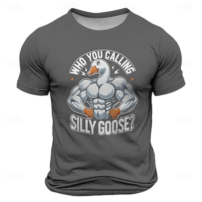 Graphic Swan Funny Retro Vintage Casual Street Style Men's 3D Print T Shirt Short Sleeve Crew Neck Shirt Spring Summer Clothing Apparel