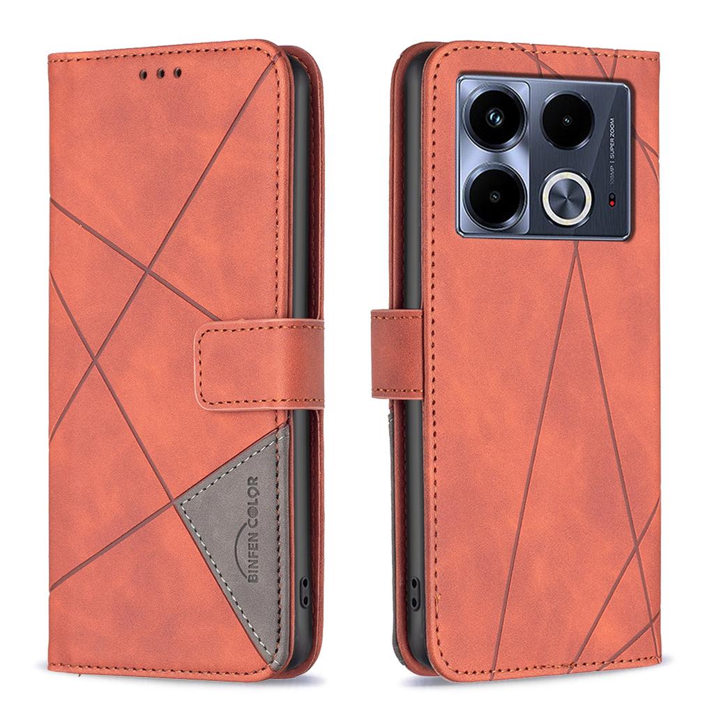 BINFEN COLOR For Infinix Note 40 Phone Cases Wallet Stand Geometry Imprint Leather Cover
