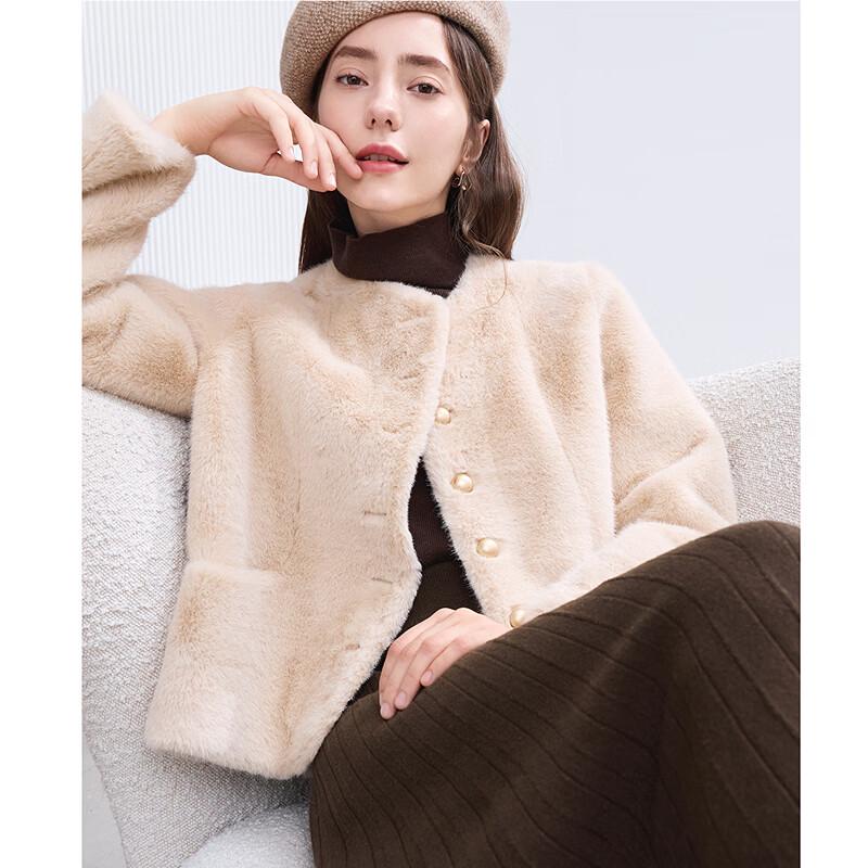 betu Women's Winter Faux Mink Fur Warm Short Coat