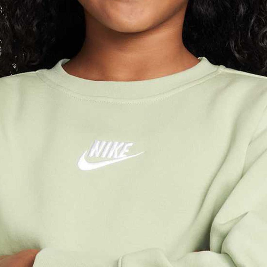 Nike Sweatshirt Fashion Comfortable Versatile Crew Neck Fleece Lined Thermal Light Green Teenagers DD7473-343
