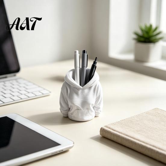 Large Capacity Pen Holder 3D Printed Hoodie Holder, Women Hooded Sweatshirt Pencil Storage Cup Container, Stationery Desk Organizer Box for