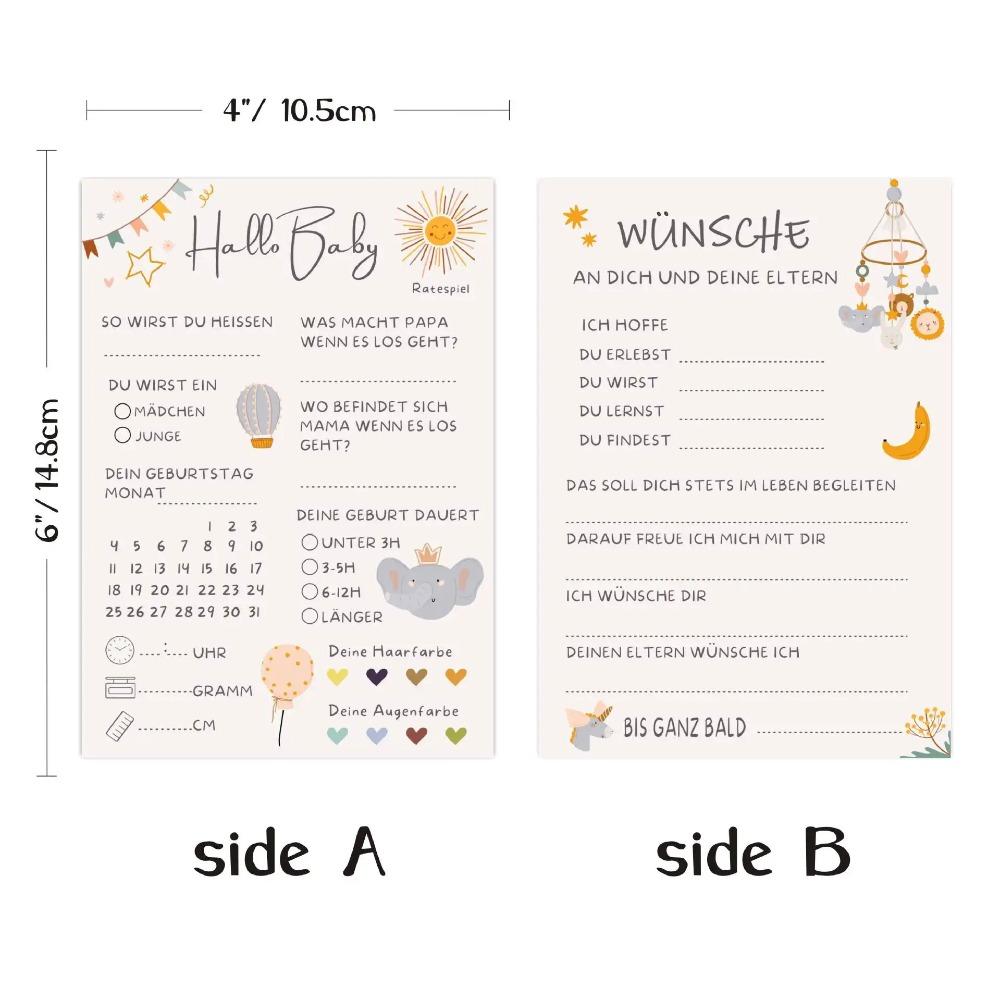 

10 шт. карточек для игры на вечеринке по раскрытию пола ребенка, карточки для немецкой игры про ребенка, карточки для угадывания на вечеринке Baby Shower, принадлежности для вечеринки, рукоделие