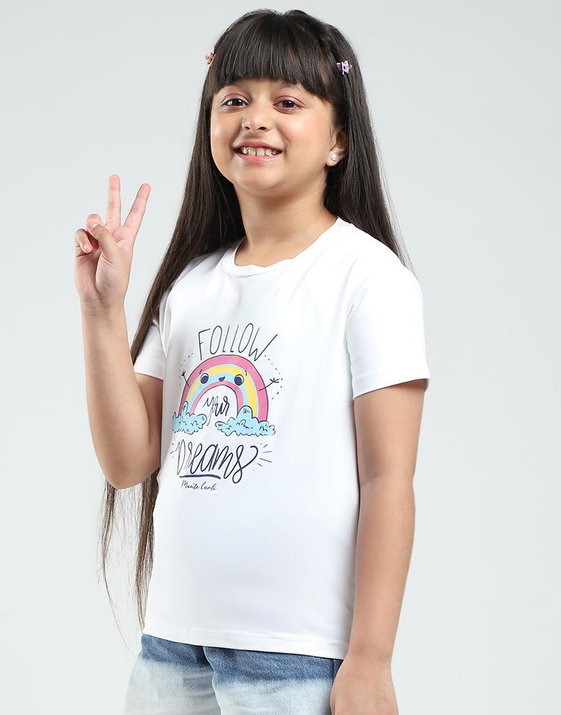 MONTE CARLO Girls Printed Round Neck Half Sleeve Tops Pack of 2