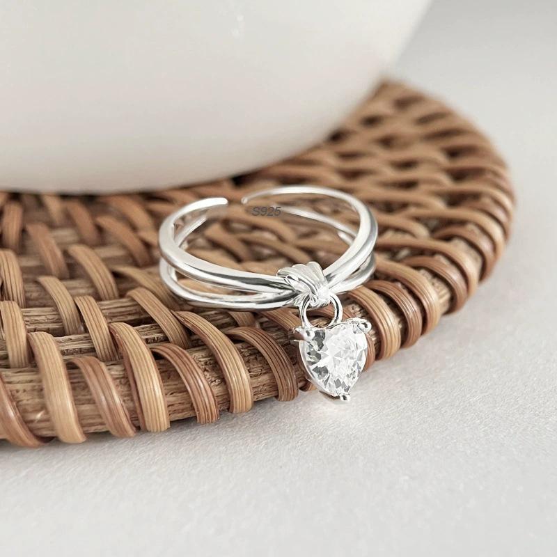 PANJBJ  925 Sterling Silver Double Layer Ring for Women Girl Gift Geometry Hollowing Out Minimalism Fashion Jewelry Wholesale