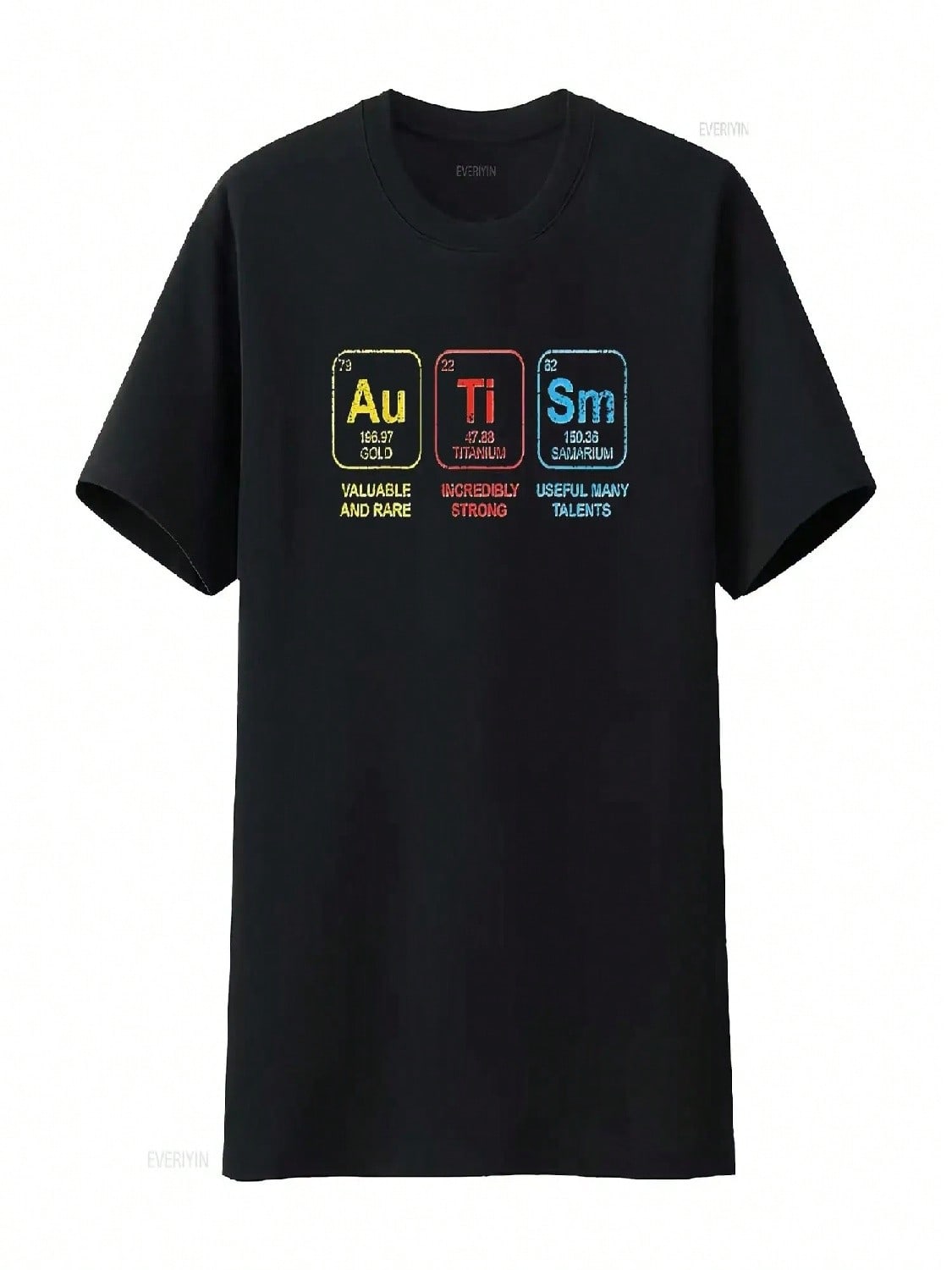 Autism Awareness Kids Elements Periodic Table Asd T Shirt Black Large Vintage Washed Homme Streetwear Stylish S разноцветный