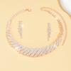 3pcs Women's Zircon Set, European and American Fashion Claw Chain Series 18K Gold Zircon Necklace Earrings, Wedding Accessorie
