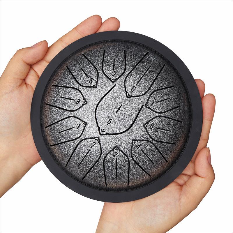 

Hluru 5.5 inch Steel Tongue Drum Overtone 11 Notes Key D Tank Drum for Kids Gifts Glucophone Handpan Meditation Instrument серебряный
