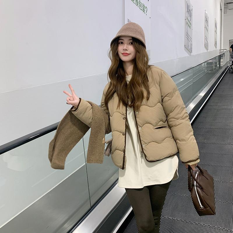 Real shot light down cotton clothes women's corduroy lapel short fashion casual cotton-padded jacket winter