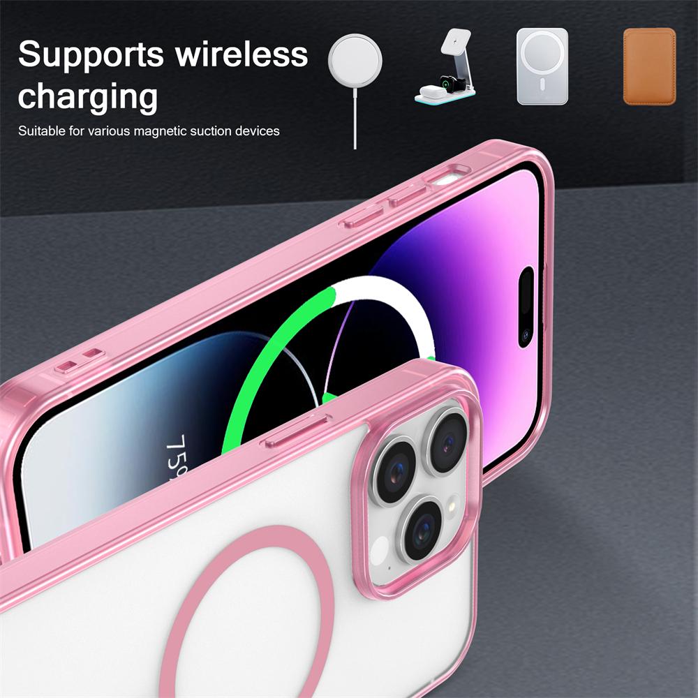 Luxury Wireless Charge Magsafe Phone Case for iPhone 17 16 15 14 13 Pro Max Plus Transparent Magnetic Electroplate Bumper Cover