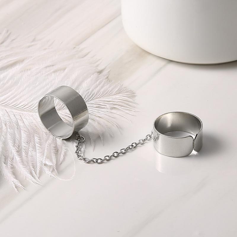 Partner Reťaz Dva prsty Jednodielny prsteň Kreatívny Ins pocit Otvorený prsteň Prsteň