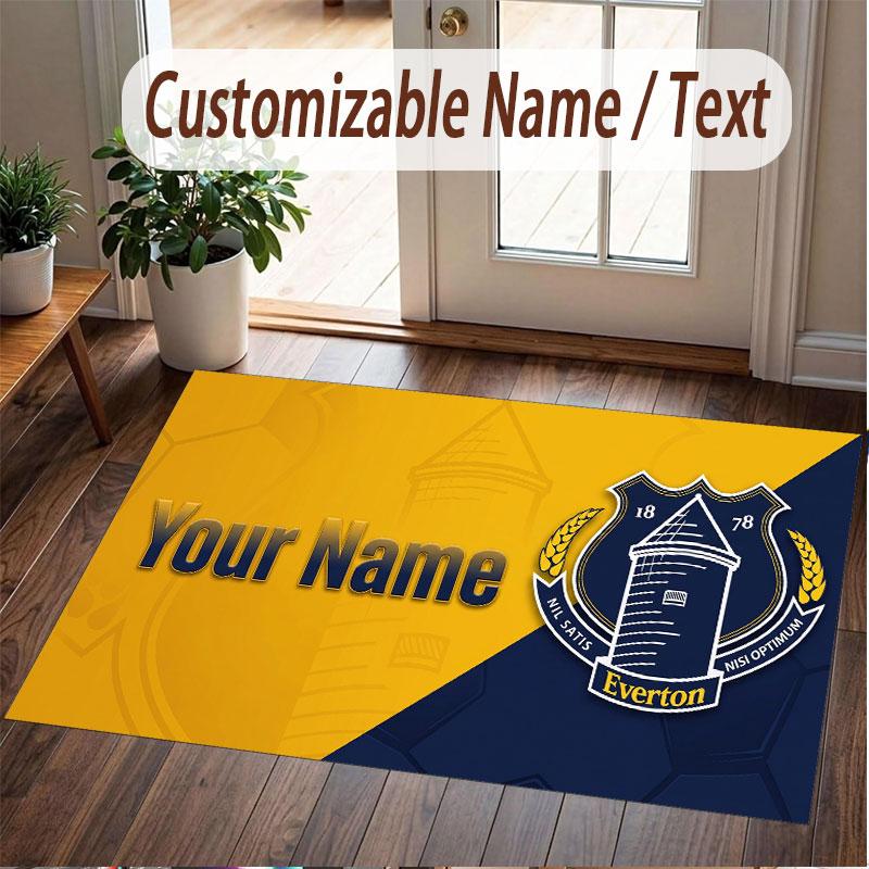 Custom Rug Everton FC Pattern Print Name Text Soft Non‑Slip Floor Carpet for Home Indoor Decoration