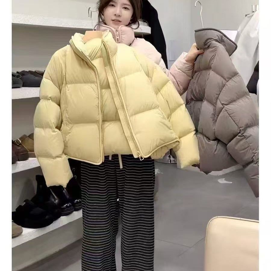 Down jacket women's Kendou style thickened new short stand-up collar duck down jacket puffs soft waxy fashion