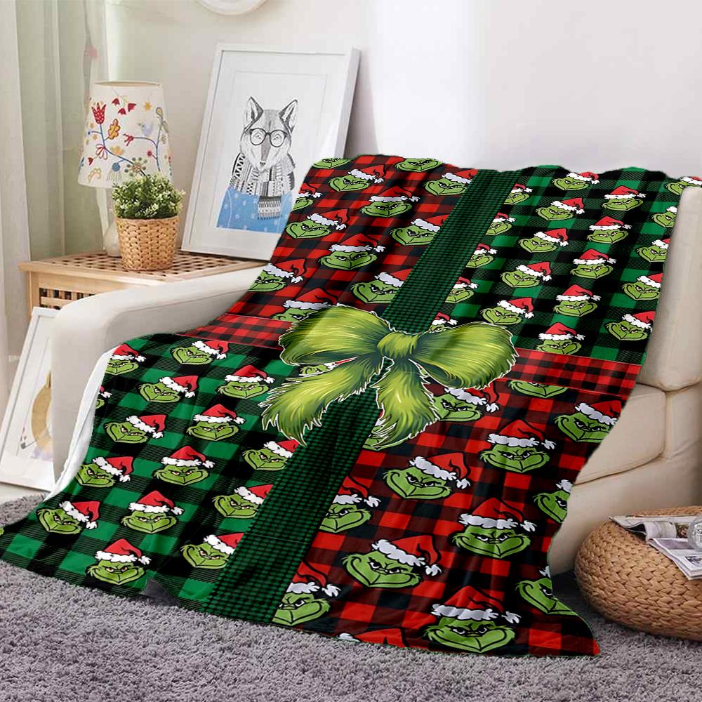 1Pc Christmas Candy Cane Blanket Soft And Comfortable Casual Warm Camping Travel Christmas Halloween Gift M91715