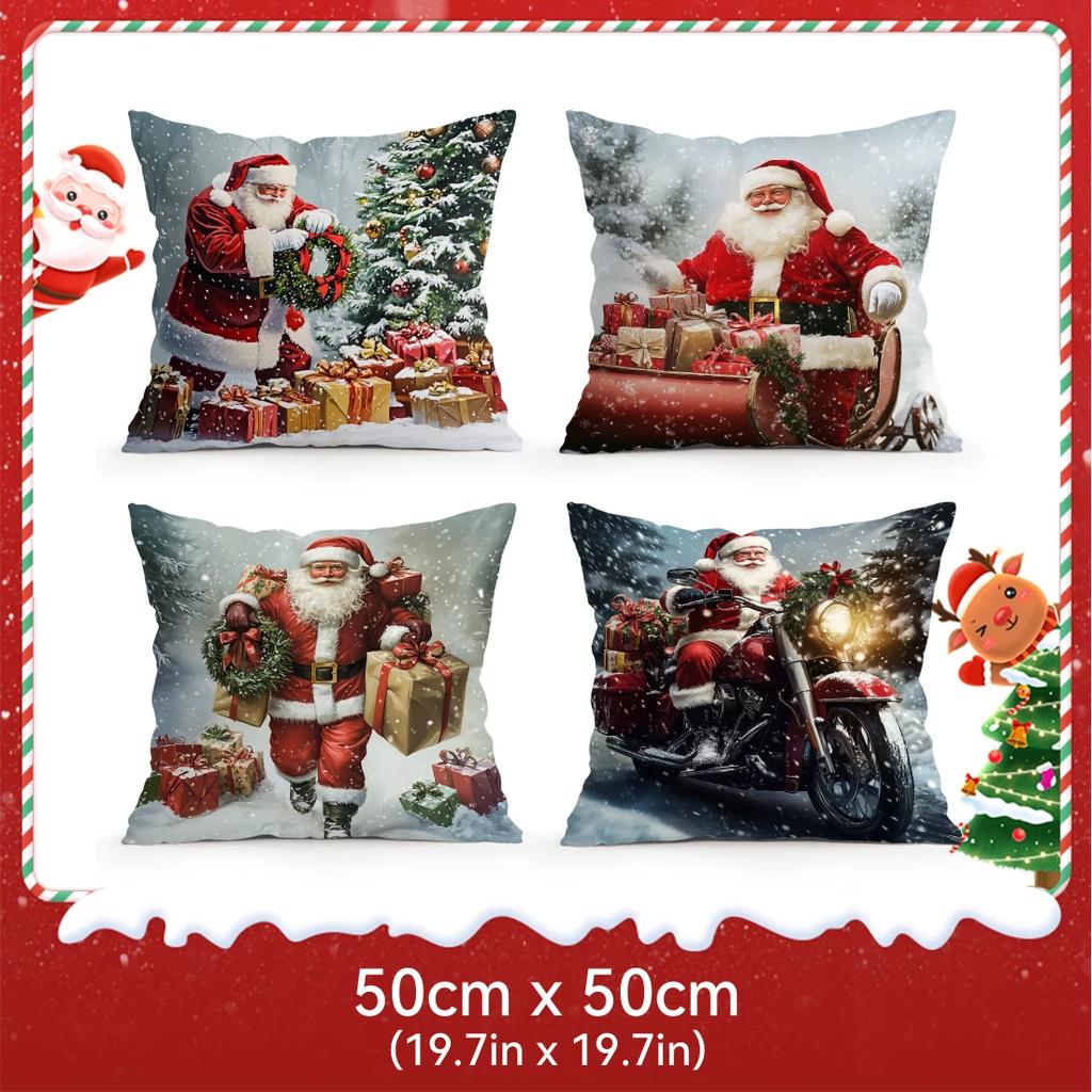 Retro Santa Claus  Gifts  Cushions Pillowcase Cushion Cover Throw Pillow Sofa Decoration Pillowcover Home Car Decor