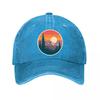 Retro Mountain Pines Sunset Emblem Washed Baseball Cap Outdoor For Womens Unisex FeUnisex Dad Hat