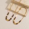 Vintage-Style Handmade Beaded Necklace & Bracelet Set - Stainless Steel, Autumn/Winter Fashion Jewelry