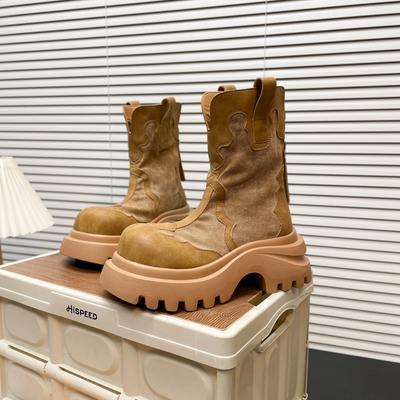 [Fanfna] 2025 Autumn Thick-soled Muffin Retro Canvas Martin Boots Comfortable Casual Versatile Short Boots Women