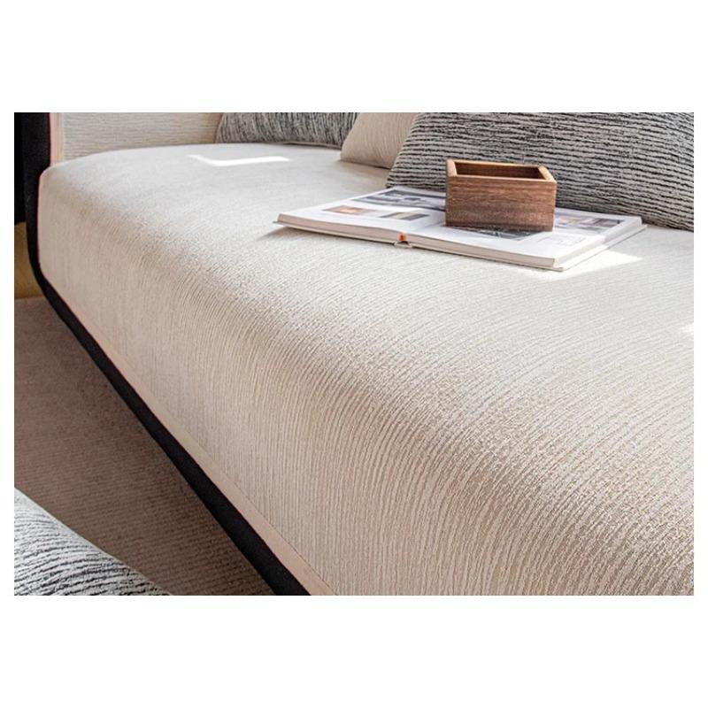Chenille Leichter Luxus Sofabezug Vier Jahreszeiten Universal Sofakissen Einfarbig Gestreifte Sofamatte Wohnzimmer Rutschfestes Couchkissen