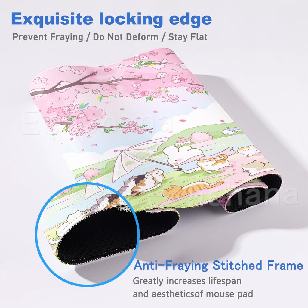 Spring Cute Rabbit Mouse Pad Large Gaming Pink Bunny XXL Laptop Kawaii Flower DeskMat Gamer Keyboard Non-slip Office Accessories