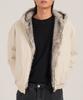 Button Seoul Semi-Crop Raccoon Fur Cotton Hooded Zip-Up Raglan Work Jacket (Ivory)