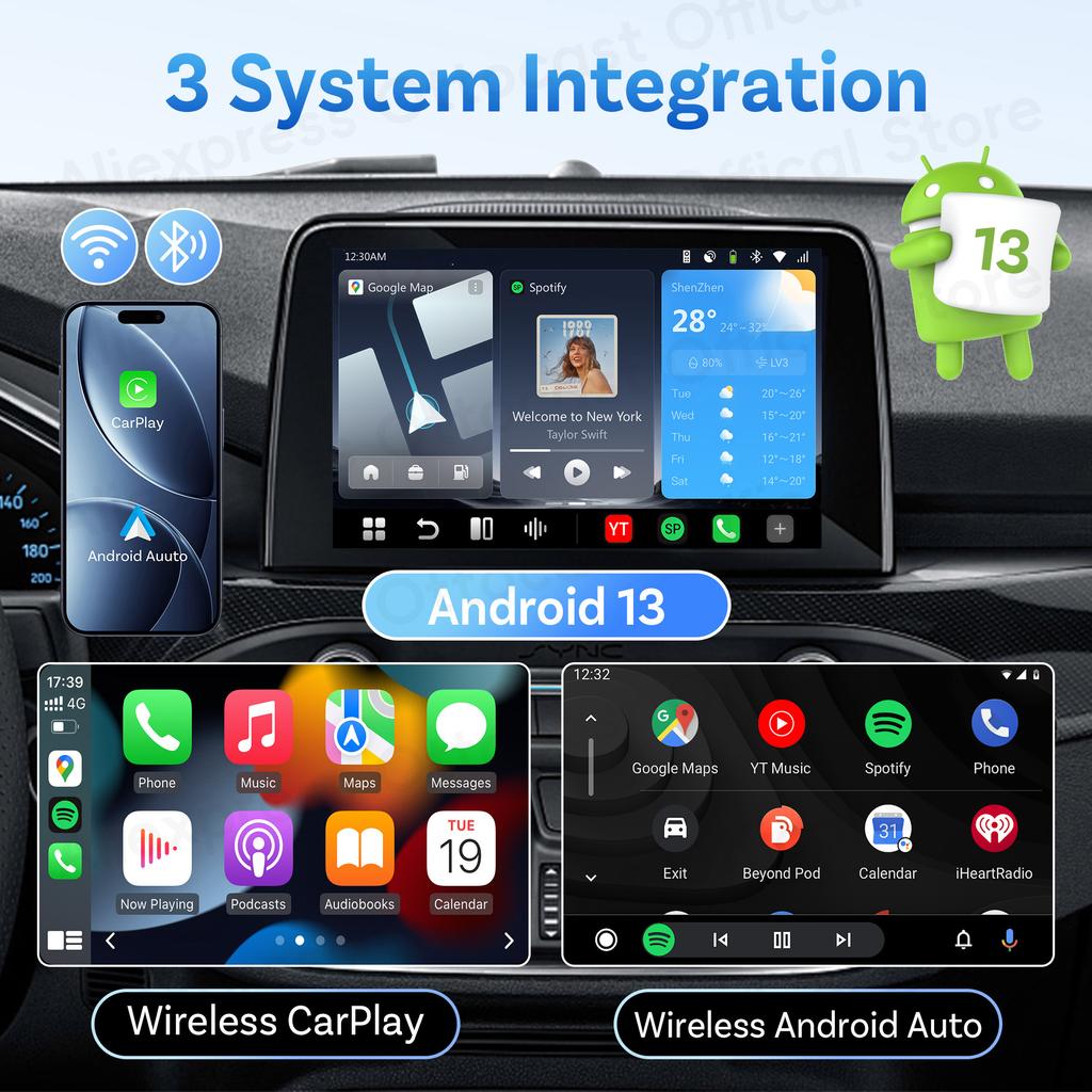 OTTOCAST P3 PRO AI Box Смарт SM6225 Android Box Бездротовий CarPlay Android Auto Штучний інтелект Голосове керування Автомобільні аксесуари для VW Toyota Benz