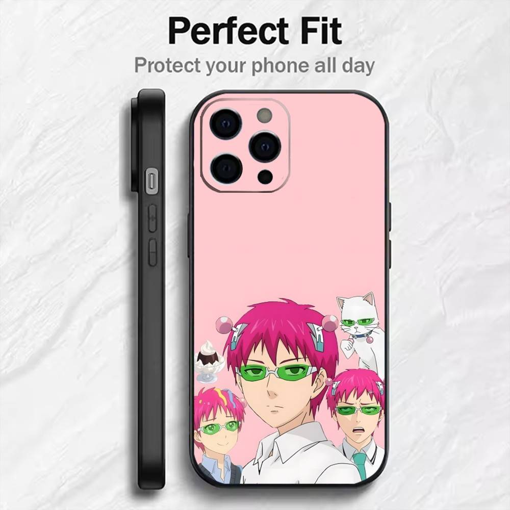 K-Kusuo S-Saiki From Anime The Disastrous Phone Case For iPhone17,16,15,14,13,12 Plus,Max Soft Silicone Black Cover