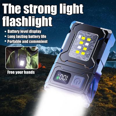 2 pezzi Ricarica USB luce di avvertimento portatile ultra luminosa Torcia portatile con magnete posteriore Lanterna da campeggio super luminosa Luce di emergenza laterale COB