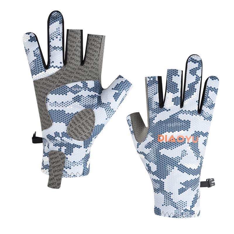 Spring & Summer Breathable Sun Protection Fishing Gloves - Anti-slip, Three-Fingerless, Thin Ice Silk, Wear-resistant Outdoor Angling Gloves