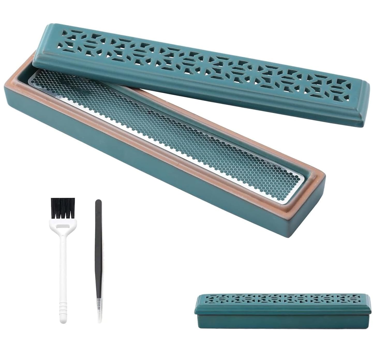 

CEREMONY Incense Ceramic Incense Holder for Sticks with Ash Incense Box for and Room Decor Holder, Catcher, Coffin-Style Meditation, Yoga, Spa,