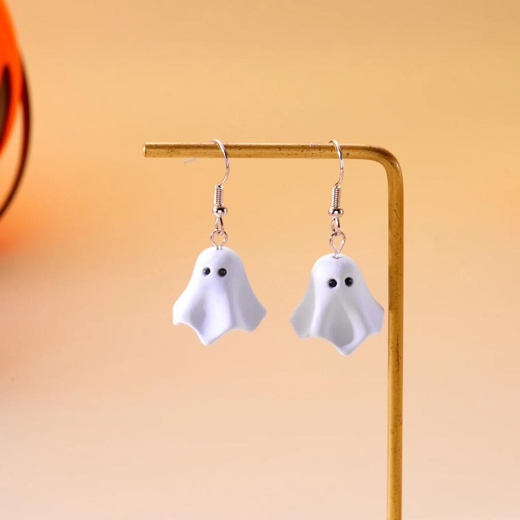 Cute Luminous Halloween Ghost Minimalist Drop Earrings for Women Trick or Treat Card Packed Spirit Charms for Spooky Parties