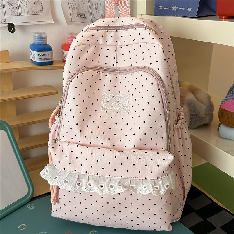 College-Stil Wellenpunkt Student Schulrucksack Damen Spitze Rucksack