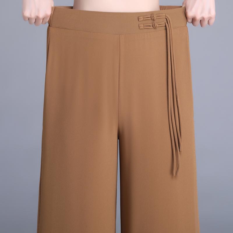 Elegant Summer Chiffon Wide Leg Pants Women Fashion Summer High Waist Pants Vintage Clothes