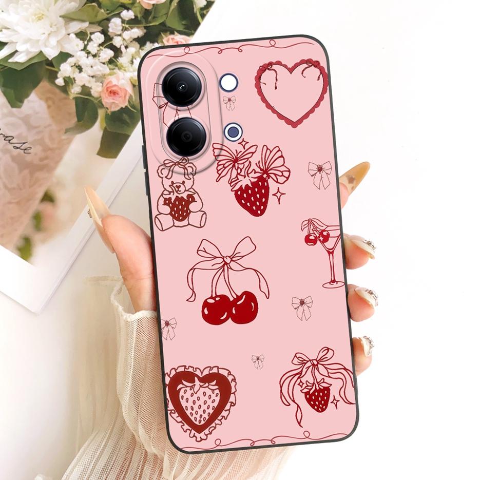 For Vivo Y05 4G Case New Luxury Bow Love Heart Painted Cover Soft TPU Phone Case For Vivo Y11d Y 05 VivoY05 VivoY11d Fundas Bags