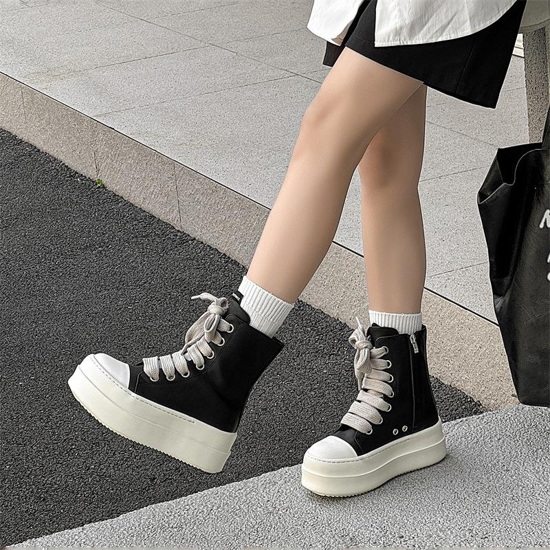 High top thick baseplate shoes men's American high street zipper Martin boots women's heightening locomotive derby boots tide 3848-J