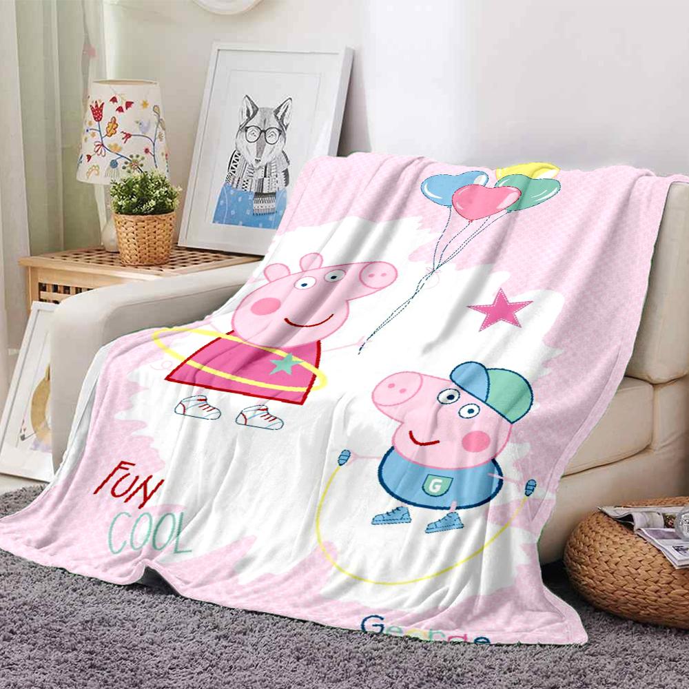 Peppa Pig Theme Printed Blanket - Perfect for Couch, Bed, Travel & Outdoor Use | Machine Washable, Cozy & Durable.