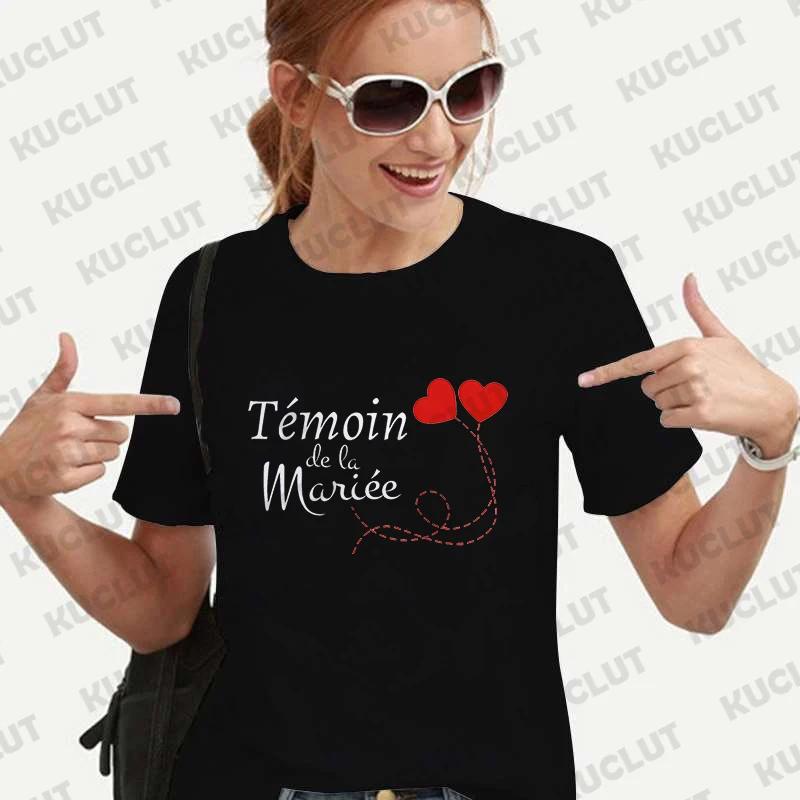 French Women Bridal Wedding Party T-shirt Team EVJF Tops Future Bride To Be Squad Bridesmaid Tees Bachelorette Hen Party Blouses