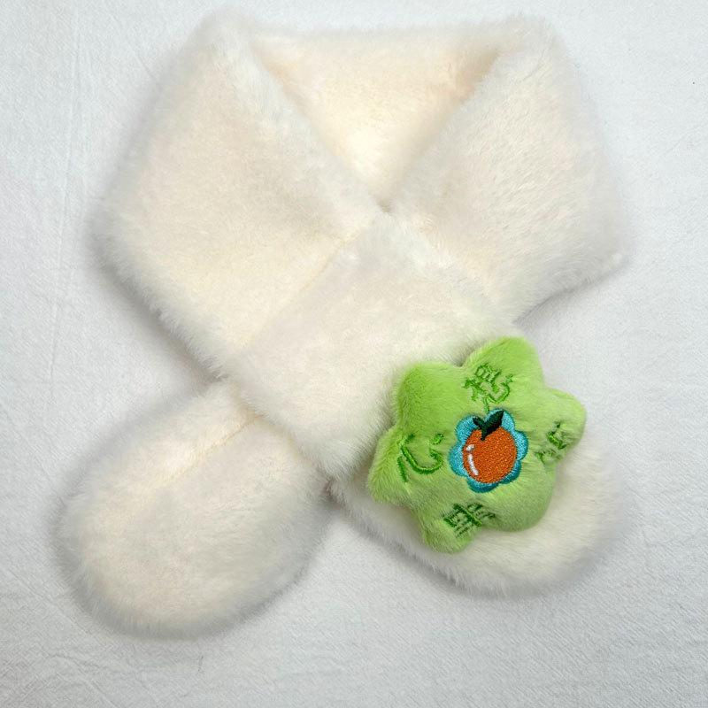2025 Children's Cartoon Rabbit Fur Scarf – Thickened, Plush, Autumn/Winter Baby Neck Warmer for New Year and Christmas.