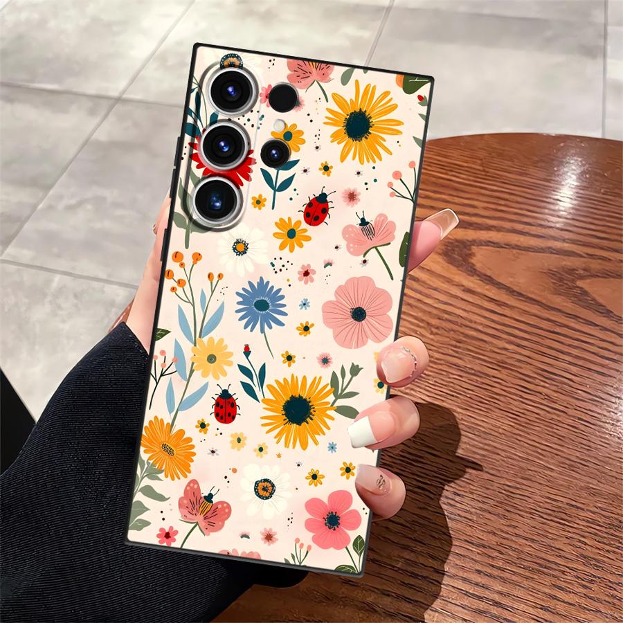 

Cartoon Flower Art Funda Phone Cover Case for Samsung Galaxy S26 Ultra S25 Plus Note 20 8 9 10 S24 S20 Ultra S23 S10 S9 S21 FE Galaxy S26
