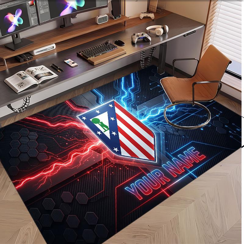 Personalisierter Kristall-Samt-Teppich Atletico Madrid FC Muster Rutschfester Bodenläufer