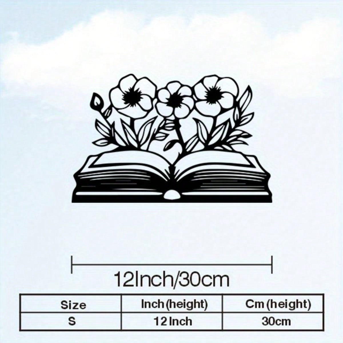 Vintage Flossy Iron Wall Art Open Book Blossom Decor Study Library Gift for Book Lovers