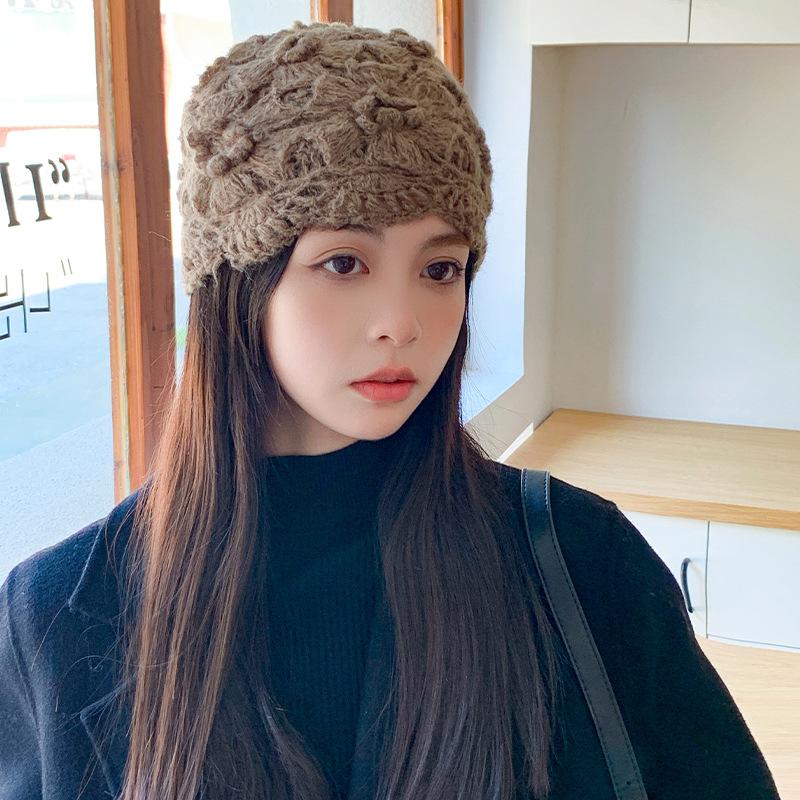 New Winter Crochet Hats for Women Beanie Caps Flowers Handmade Knitted Hat Female Lace Hat Chapeu Feminino Gorras