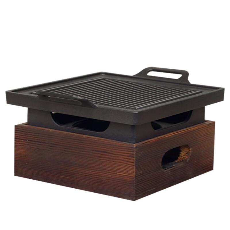 ZISIZ Personal Smokeless Alcohol BBQ Grill with Wooden Base